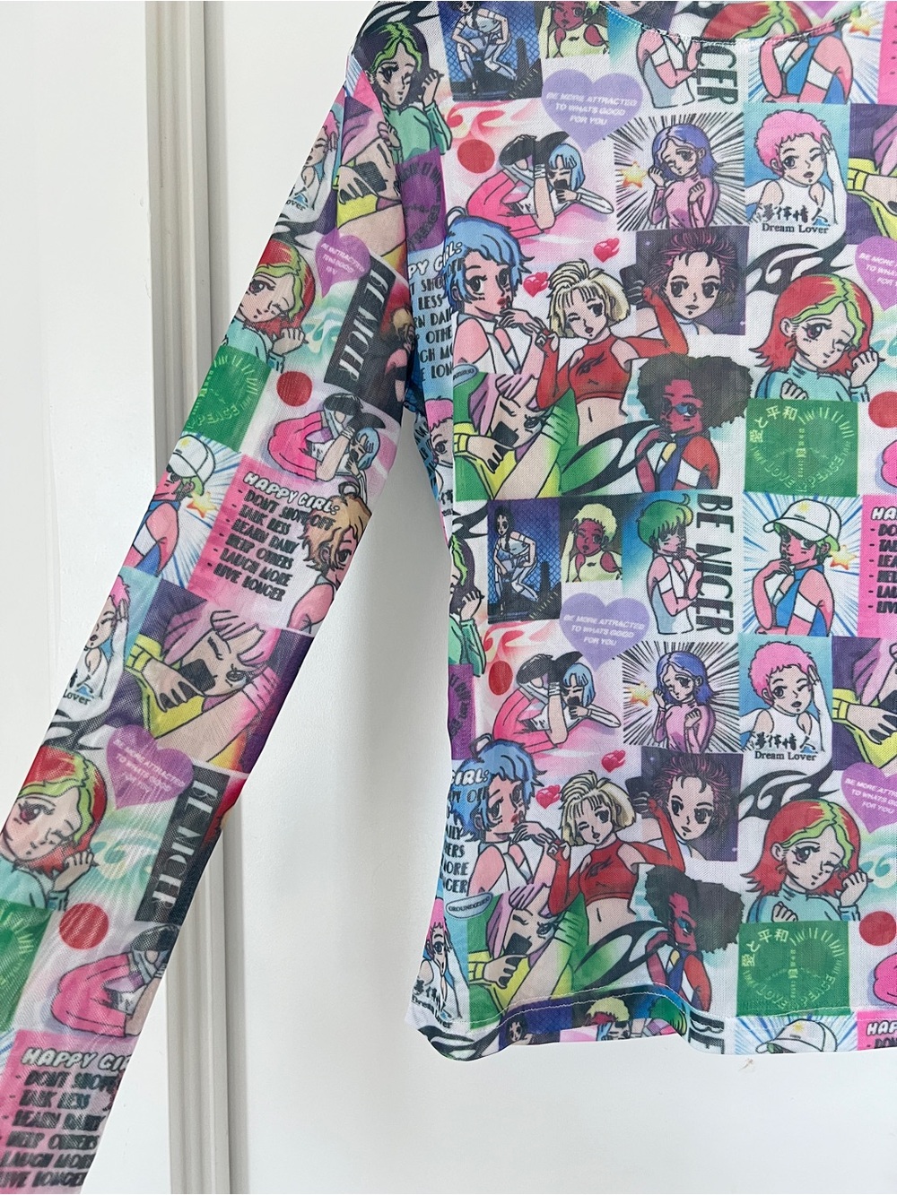 Colorful Anime Comic Panel Long Sleeve Top